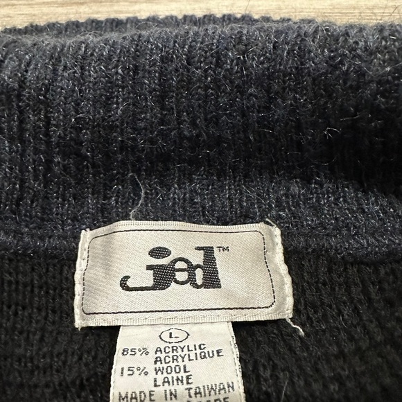 Vintage L CARDIGAN SWEATER chunky KNIT JACKET JED 80s grandpa SHAWL COLLAR WOOL - Picture 4 of 7